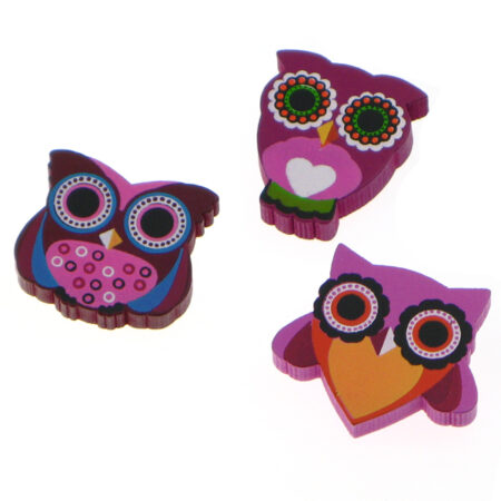 Kawaii Owl Wooden Pin Badge